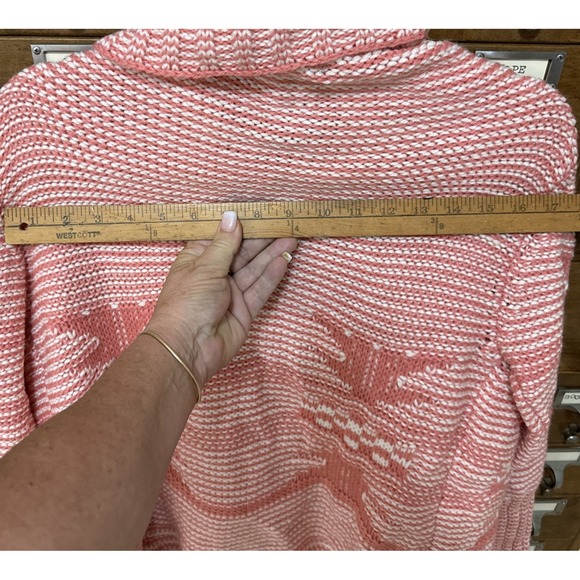 Love Stitch Large Coral White Aztec Pattern Shaw Jacket Sweater New w Tags - Picture 7 of 7